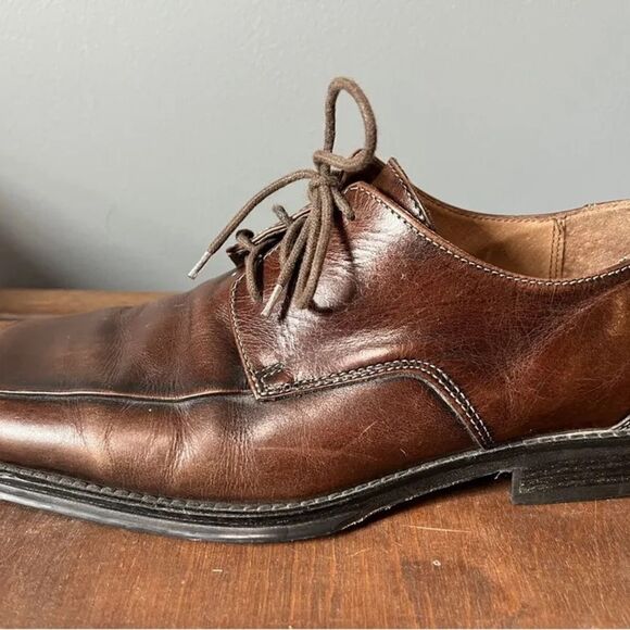ALDO Mens Brown Leather Lace Up Square Toe Dress Shoes Size 41